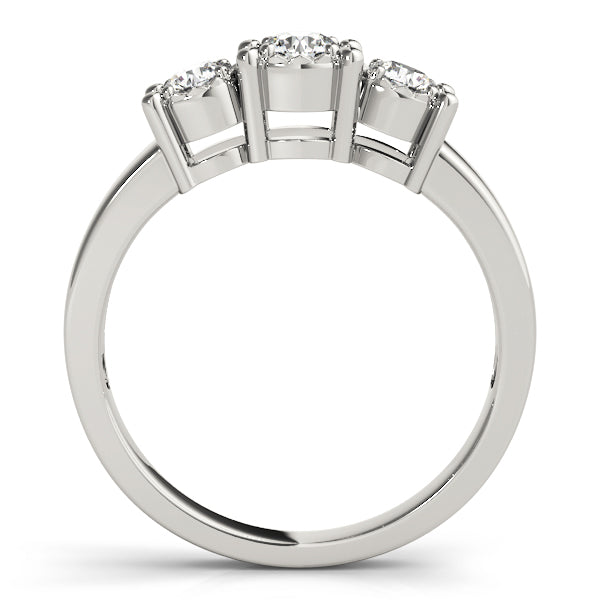 Radiant Three-Stone Round Diamond Engagement Ring — 9K/18K Gold & Platinum