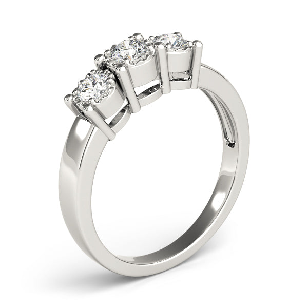 Radiant Three-Stone Round Diamond Engagement Ring — 9K/18K Gold & Platinum