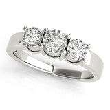 Radiant Three-Stone Round Diamond Engagement Ring — 9K/18K Gold & Platinum
