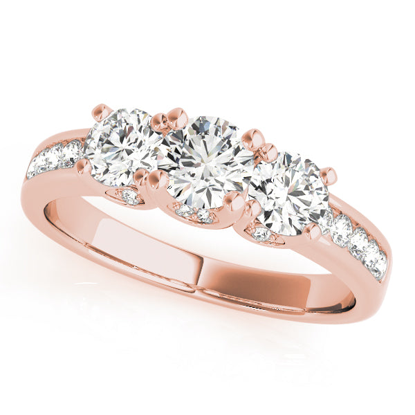 Brilliant Three-Stone Round Diamond Engagement Ring — 9K/18K Gold & Platinum