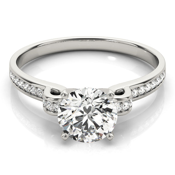 Statement Prong-Set Round Diamond Engagement Ring — 9K/18K Gold & Platinum