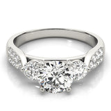 Opulent Three-Stone Round Diamond Engagement Ring — 9K/18K Gold & Platinum