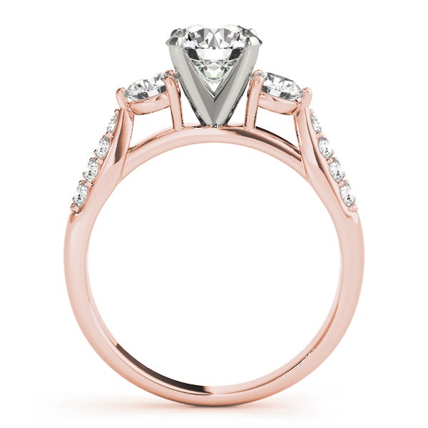 Opulent Three-Stone Round Diamond Engagement Ring — 9K/18K Gold & Platinum