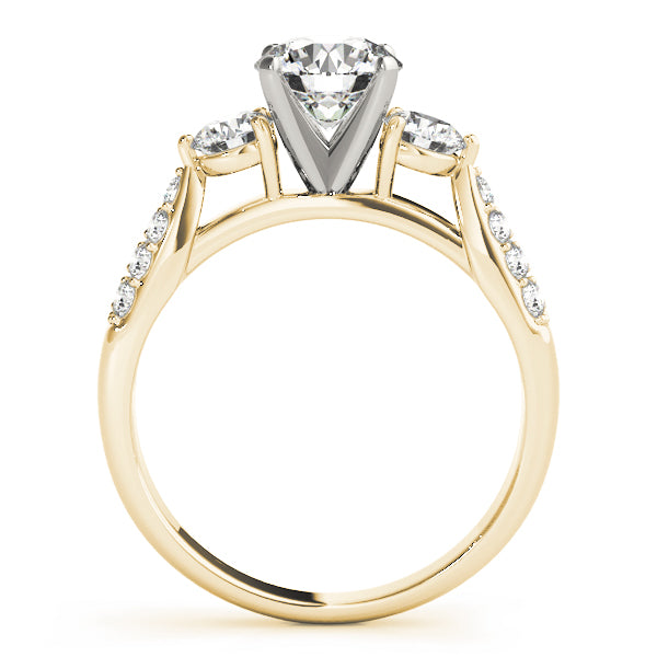 Opulent Three-Stone Round Diamond Engagement Ring — 9K/18K Gold & Platinum