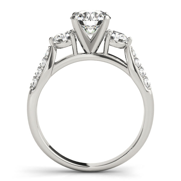 Opulent Three-Stone Round Diamond Engagement Ring — 9K/18K Gold & Platinum