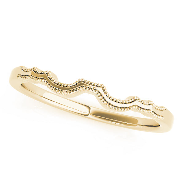 Milgrain Curved Wedding Gold Band