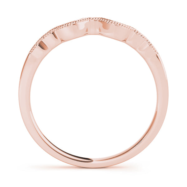 Milgrain Curved Wedding Gold Band