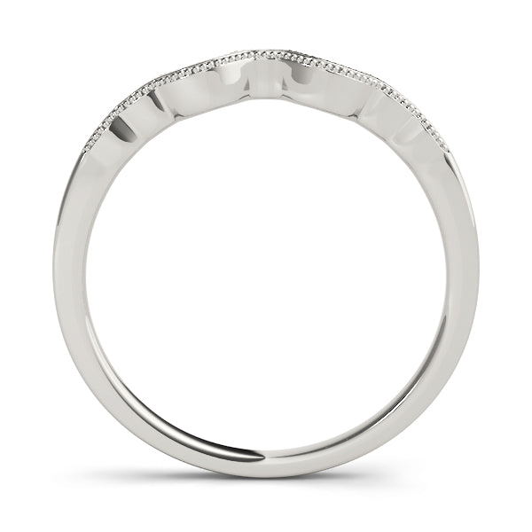 Milgrain Curved Wedding Gold Band