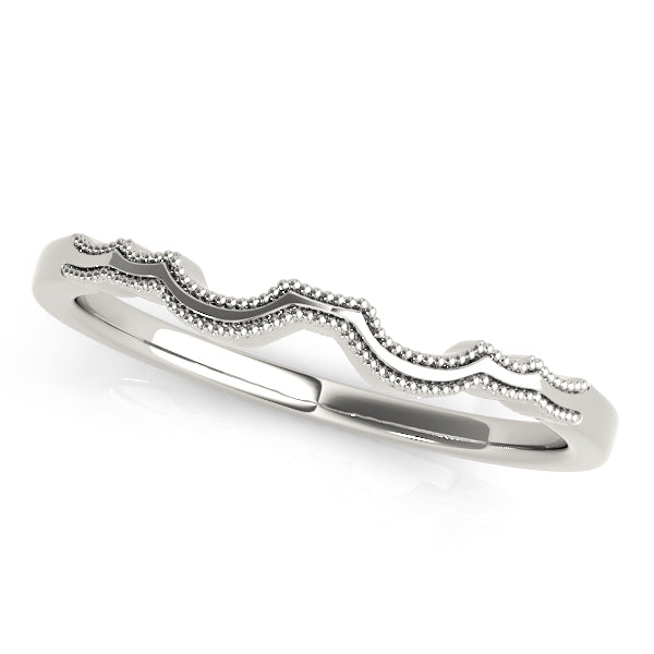 Milgrain Curved Wedding Gold Band