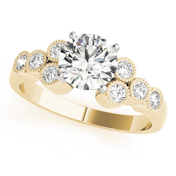 Celestial Cluster Sides Round Diamond Engagement Ring — 9K/18K Gold & Platinum
