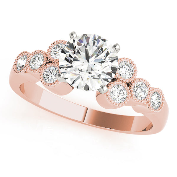 Celestial Cluster Sides Round Diamond Engagement Ring — 9K/18K Gold & Platinum