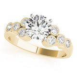 Celestial Cluster Sides Round Diamond Engagement Ring — 9K/18K Gold & Platinum