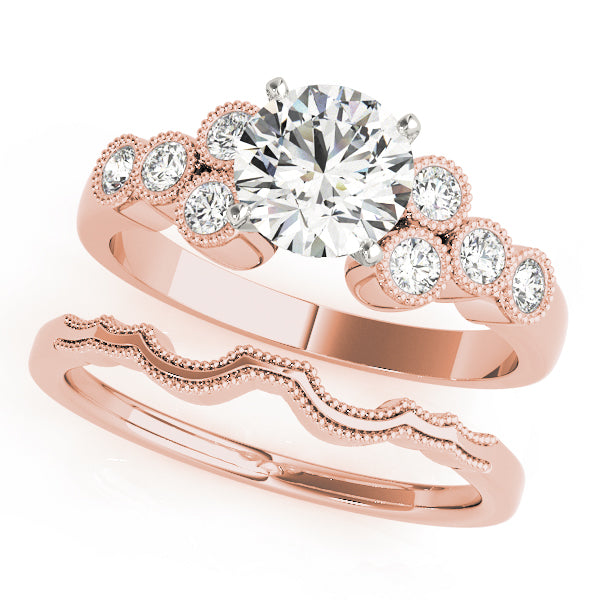 Celestial Cluster Sides Round Diamond Engagement Ring — 9K/18K Gold & Platinum
