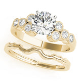 Celestial Cluster Sides Round Diamond Engagement Ring — 9K/18K Gold & Platinum