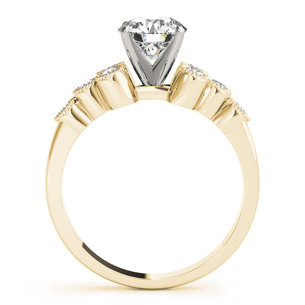 Celestial Cluster Sides Round Diamond Engagement Ring — 9K/18K Gold & Platinum