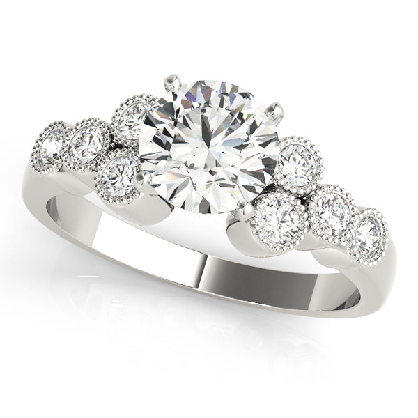 Celestial Cluster Sides Round Diamond Engagement Ring — 9K/18K Gold & Platinum