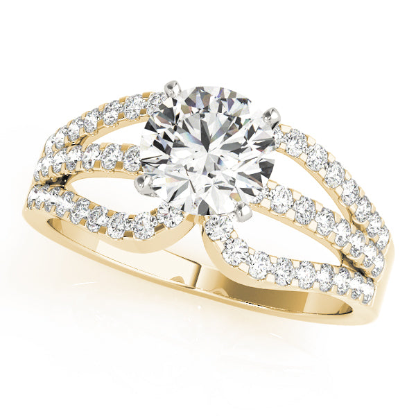 Crowned Multi-Row Round Diamond Engagement Ring — 9K/18K Gold & Platinum