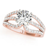 Crowned Multi-Row Round Diamond Engagement Ring — 9K/18K Gold & Platinum