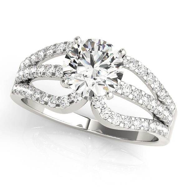Crowned Multi-Row Round Diamond Engagement Ring — 9K/18K Gold & Platinum