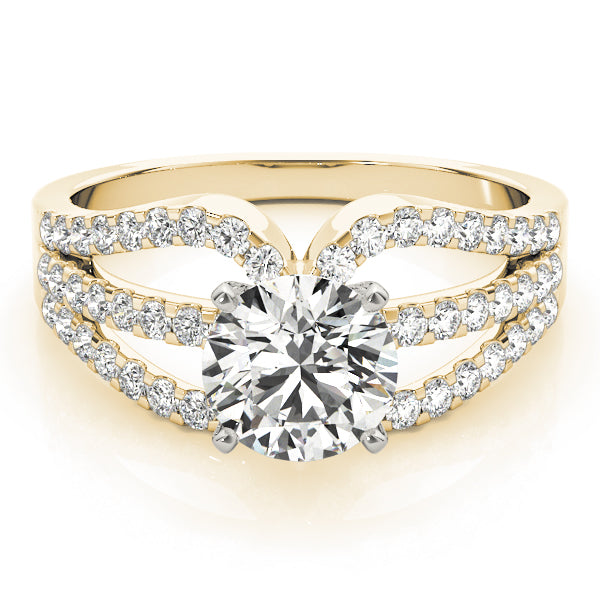 Crowned Multi-Row Round Diamond Engagement Ring — 9K/18K Gold & Platinum