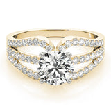 Crowned Multi-Row Round Diamond Engagement Ring — 9K/18K Gold & Platinum