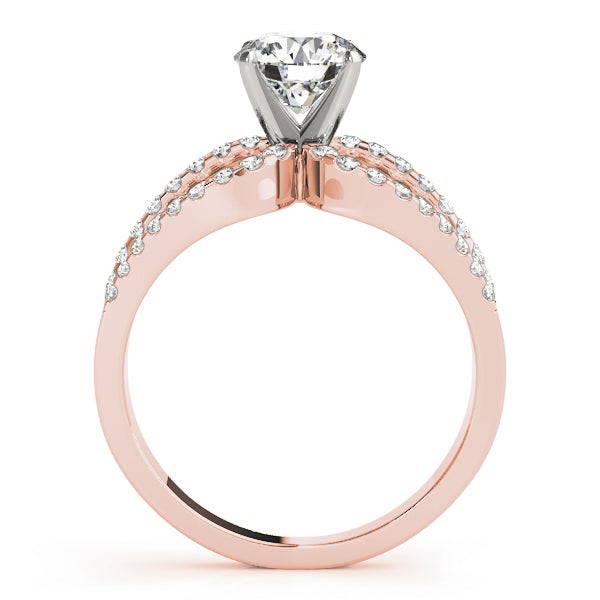 Crowned Multi-Row Round Diamond Engagement Ring — 9K/18K Gold & Platinum