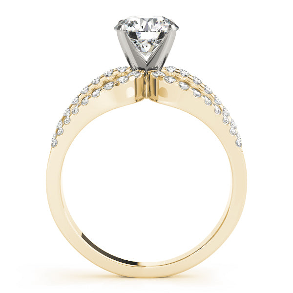 Crowned Multi-Row Round Diamond Engagement Ring — 9K/18K Gold & Platinum