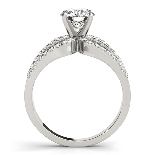 Crowned Multi-Row Round Diamond Engagement Ring — 9K/18K Gold & Platinum