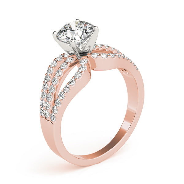 Crowned Multi-Row Round Diamond Engagement Ring — 9K/18K Gold & Platinum