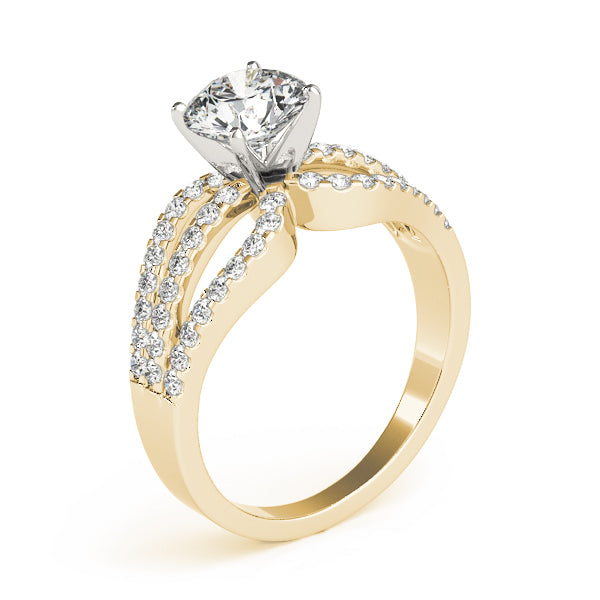 Crowned Multi-Row Round Diamond Engagement Ring — 9K/18K Gold & Platinum