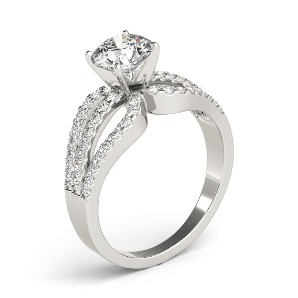 Crowned Multi-Row Round Diamond Engagement Ring — 9K/18K Gold & Platinum