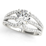 Crowned Multi-Row Round Diamond Engagement Ring — 9K/18K Gold & Platinum