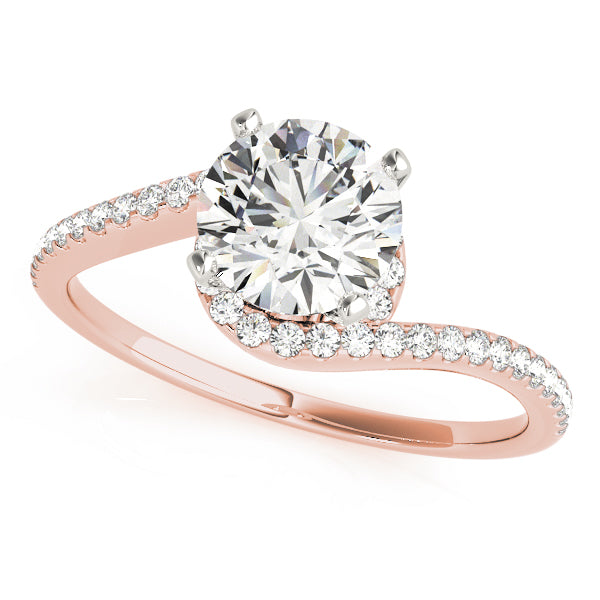 Splendid Bypass Round Diamond Engagement Ring — 9K/18K Gold & Platinum