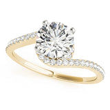 Splendid Bypass Round Diamond Engagement Ring — 9K/18K Gold & Platinum