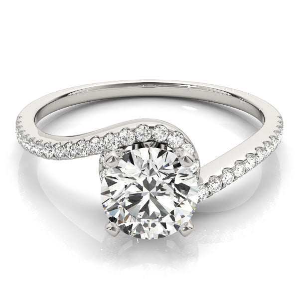 Splendid Bypass Round Diamond Engagement Ring — 9K/18K Gold & Platinum