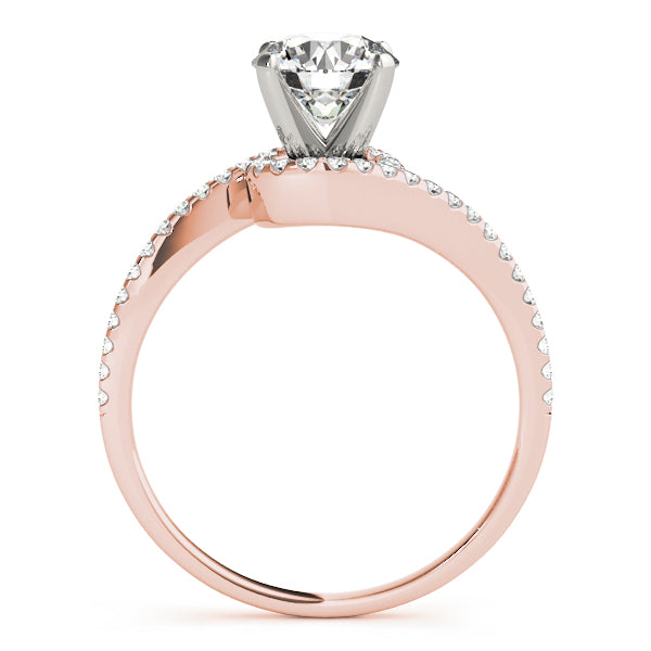 Splendid Bypass Round Diamond Engagement Ring — 9K/18K Gold & Platinum