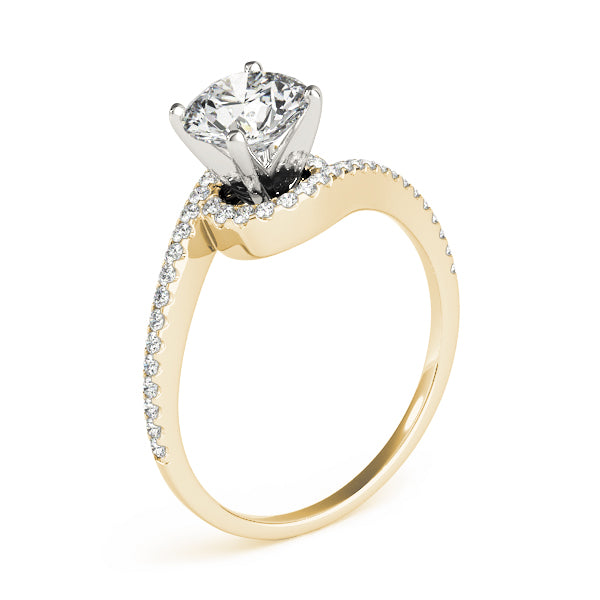 Splendid Bypass Round Diamond Engagement Ring — 9K/18K Gold & Platinum