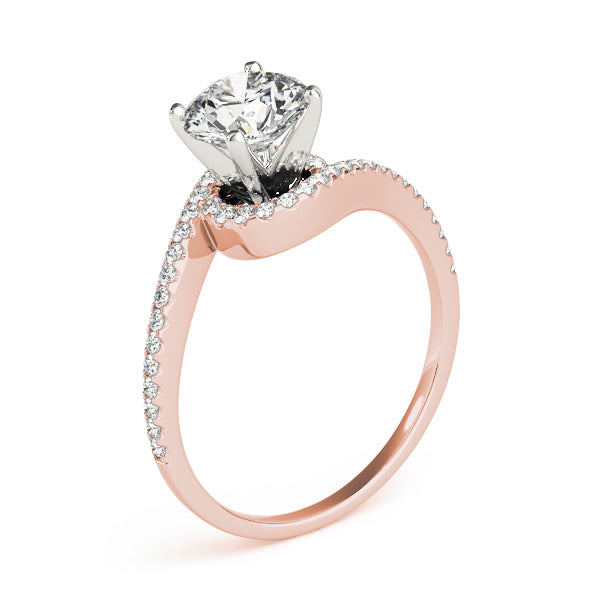 Splendid Bypass Round Diamond Engagement Ring — 9K/18K Gold & Platinum