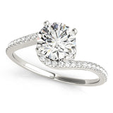 Splendid Bypass Round Diamond Engagement Ring — 9K/18K Gold & Platinum