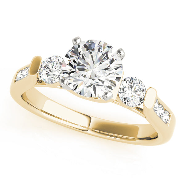 Adored Three-Stone Round Diamond Engagement Ring — 9K/18K Gold & Platinum