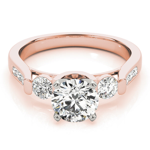 Adored Three-Stone Round Diamond Engagement Ring — 9K/18K Gold & Platinum