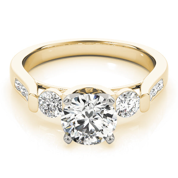 Adored Three-Stone Round Diamond Engagement Ring — 9K/18K Gold & Platinum