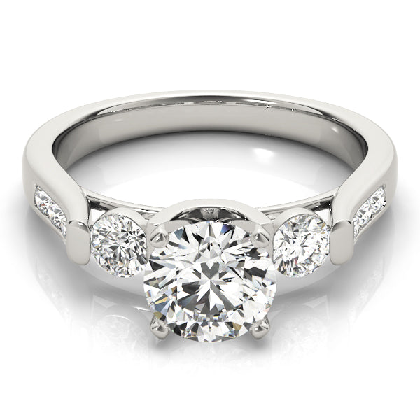 Adored Three-Stone Round Diamond Engagement Ring — 9K/18K Gold & Platinum