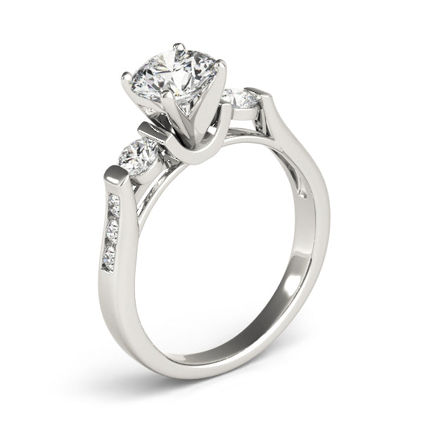 Adored Three-Stone Round Diamond Engagement Ring — 9K/18K Gold & Platinum