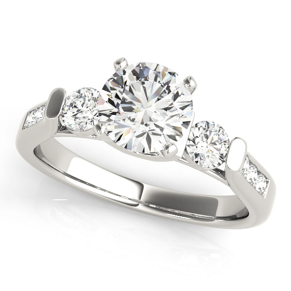 Adored Three-Stone Round Diamond Engagement Ring — 9K/18K Gold & Platinum