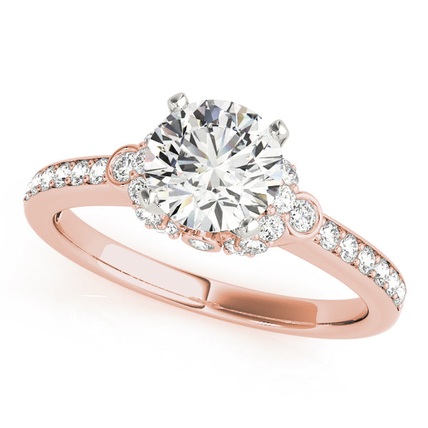 Resplendent Cluster Sides Round Diamond Engagement Ring — 9K/18K Gold & Platinum
