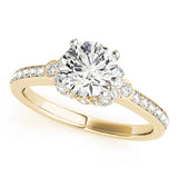 Resplendent Cluster Sides Round Diamond Engagement Ring — 9K/18K Gold & Platinum