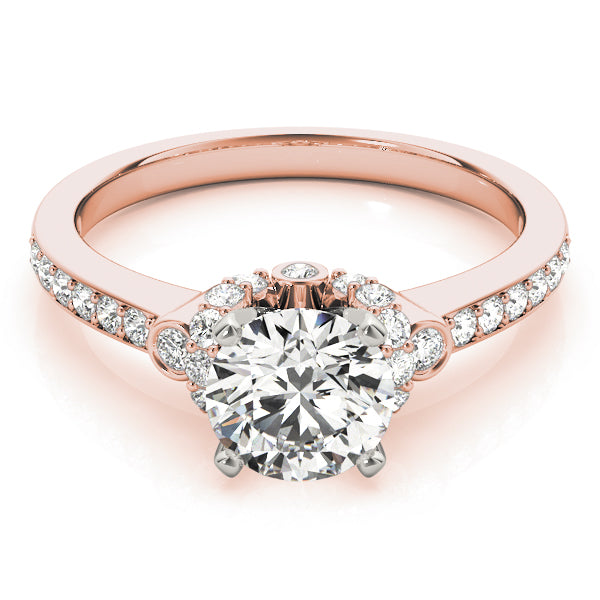 Resplendent Cluster Sides Round Diamond Engagement Ring — 9K/18K Gold & Platinum