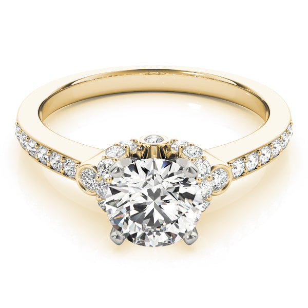 Resplendent Cluster Sides Round Diamond Engagement Ring — 9K/18K Gold & Platinum