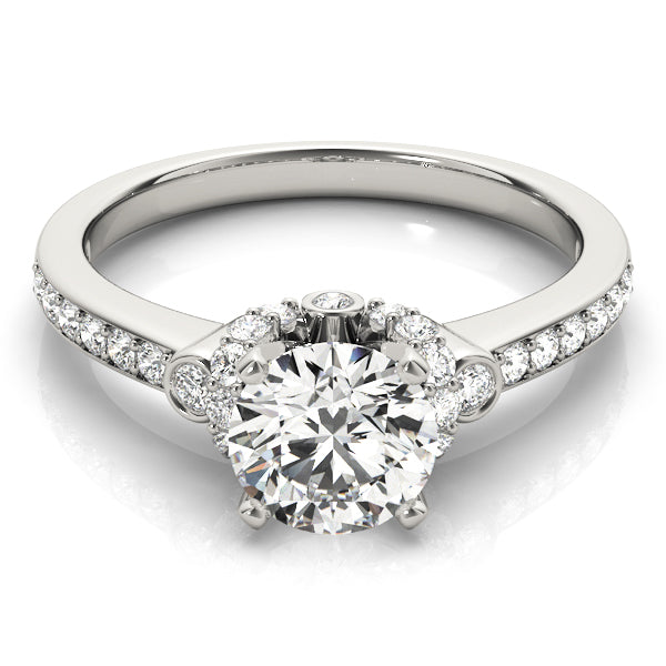 Resplendent Cluster Sides Round Diamond Engagement Ring — 9K/18K Gold & Platinum